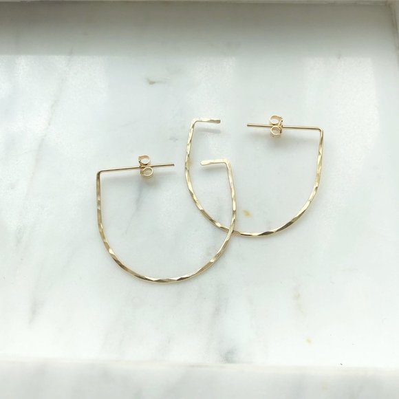 LAST PAIR 14K Gold Sake Hoop Earrings - Picture 3 of 3
